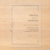 ミニマルモダンスエレガントスクリプ結婚トLuxury アクリル招待状 (正面)