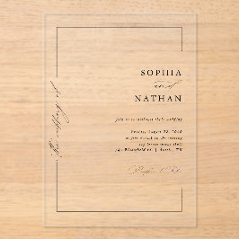 ミニマルモダンスエレガントスクリプ結婚トLuxury アクリル招待状