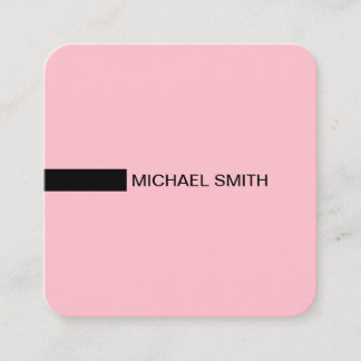 ミニマルモダンスエレガントピンクとブラック スクエア名刺