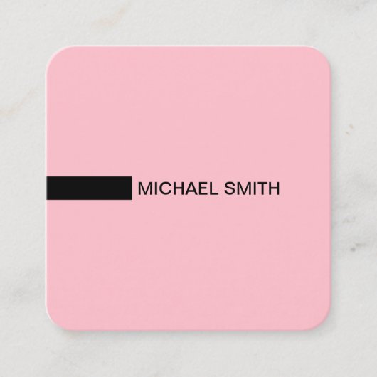 ミニマルモダンスエレガントピンクとブラック スクエア名刺 (正面)