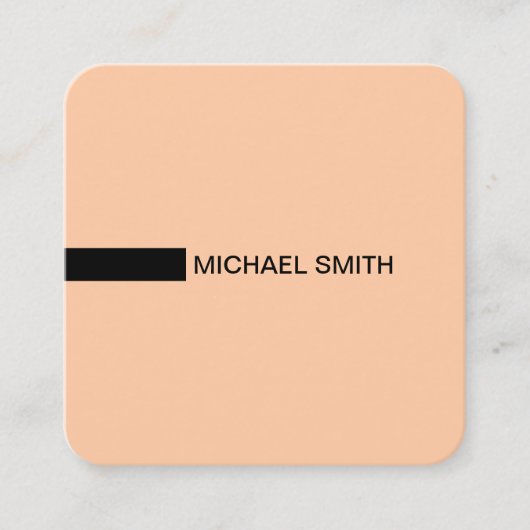 ミニマルモダンスエレガントピーチ&ブラック スクエア名刺 (正面)