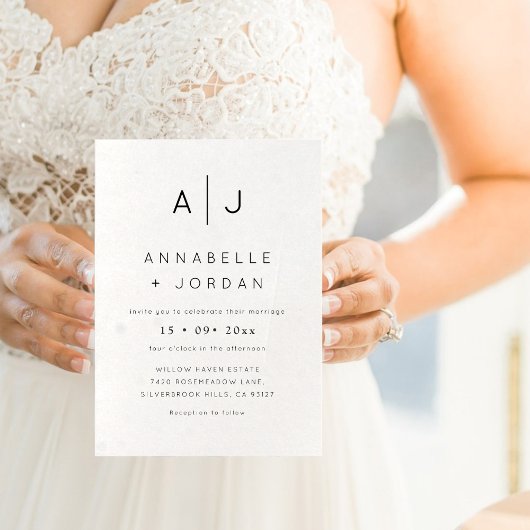 ミニマルモダンスエレガントフォト結婚ズ 招待状