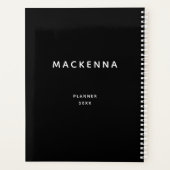 ミニマルモダンスエレガントブラックパーソナライズされた名 プランナー手帳 (裏面)