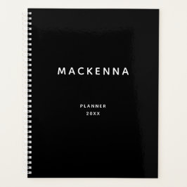 ミニマルモダンスエレガントブラックパーソナライズされた名 プランナー手帳