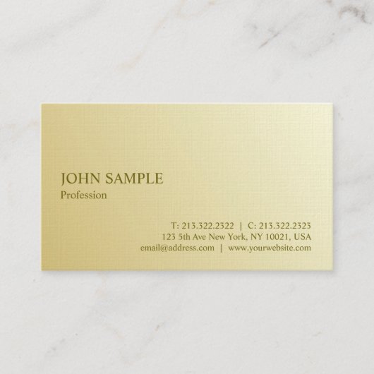 ミニマルモダンスエレガントプロフェッショナル金ゴールドラグジュアリー 名刺 (正面)