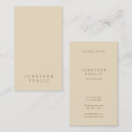ミニマルモダンスエレガントベージュテンプレートトレンディー 名刺 (正面/裏面)