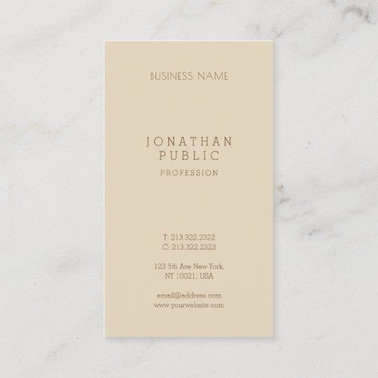 ミニマルモダンスエレガントベージュテンプレートトレンディー 名刺 (裏面)