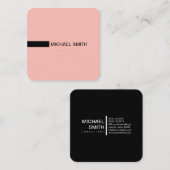 ミニマルモダンスエレガントメロン&ブラック スクエア名刺 (正面/裏面)