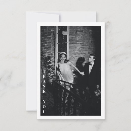 ミニマルモダンスカスタムのメッセージの写真結婚の種類 サンキューカード (正面)