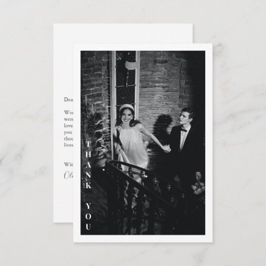 ミニマルモダンスカスタムのメッセージの写真結婚の種類 サンキューカード (正面/裏面)
