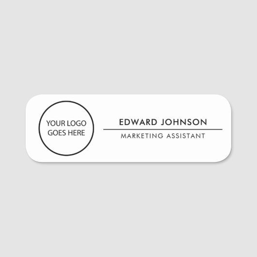 ミニマルモダンスカスタムのロゴ従業員スタッフ 名札 (正面)