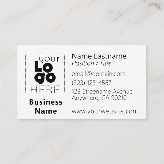 ミニマルモダンスカスタムのロゴ白い名刺 名刺 (裏面)