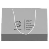 ミニマルモダンスカスタムのロゴ・ビジネス・グレー ラージペーパーバッグ (裏面)