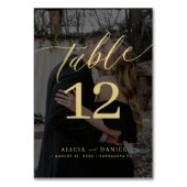 ミニマルモダンスカスタムの写真金ゴールド結婚ブラック テーブルナンバー (正面)