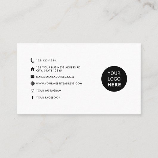 ミニマルモダンスカスタムロゴのソーシャルメディアのアイコン 名刺 (裏面)