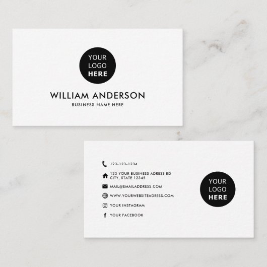 ミニマルモダンスカスタムロゴのソーシャルメディアのアイコン 名刺 (正面/裏面)