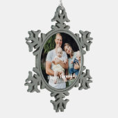 ミニマルモダンスカスタム文字ハヌカー スノーフレークピューターオーナメント (左)