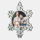 ミニマルモダンスカスタム文字ハヌカー スノーフレークピューターオーナメント (右)