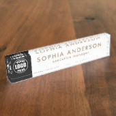 ミニマルモダンスカスタム・ビジネス・ロゴ従業員 デスクネームプレート (側面)