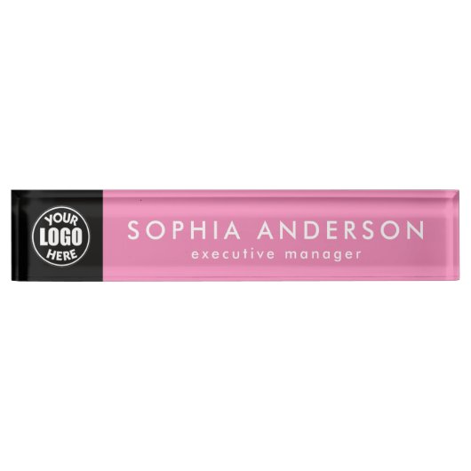 ミニマルモダンスカスタム・ビジネス・ロゴ従業員 デスクネームプレート (正面)