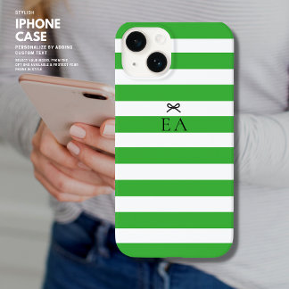 ミニマルモダンスガーリーグリーンストライプイニシャル Case-Mate iPhone 14ケース