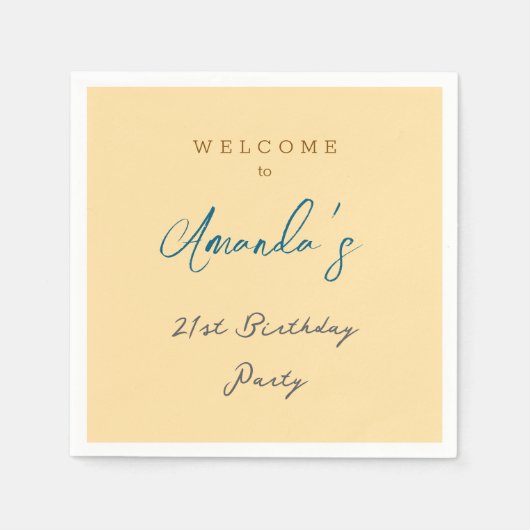 ミニマルモダンスキュート誕生日パーティーベージュ スタンダードカクテルナプキン (正面)