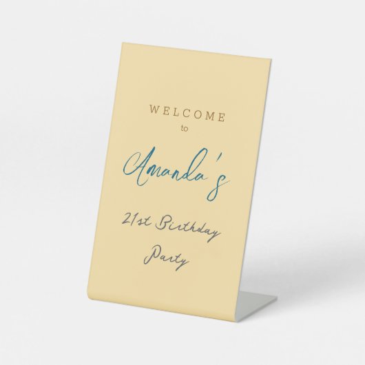 ミニマルモダンスキュート誕生日パーティーベージュ 台座サイン