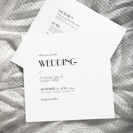 ミニマルモダンスクエアアールデコオールワン結婚ズ 招待状