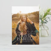 ミニマルモダンスクラシックフォトコラージュ卒業 招待状 (スタンド正面)