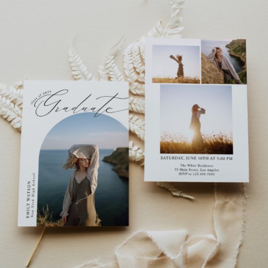 ミニマルモダンスクラシックArch写真卒業 招待状