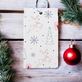 ミニマルモダンスクリスマスカラーラインアート ギフトタグ