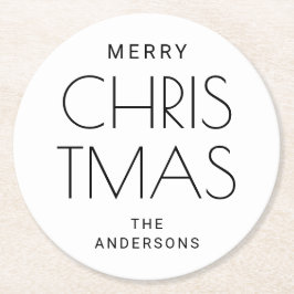 ミニマルモダンスクリスマス。フェスティバルホリデードリンク ラウンドペーパーコースター