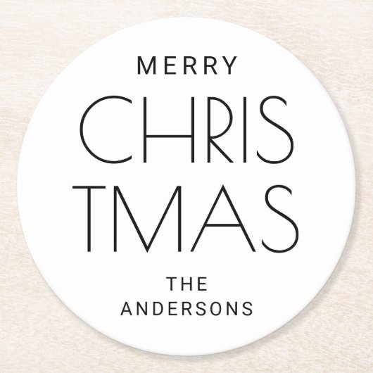 ミニマルモダンスクリスマス。フェスティバルホリデードリンク ラウンドペーパーコースター (正面)