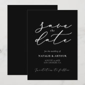 ミニマルモダンスクリプトウェディング セーブザデート (正面/裏面)