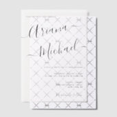 ミニマルモダンスクリプトネーム ウェディングオーバーレイ ベラム紙招待状 (オフセット (招待状))