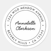 ミニマルモダンスクリプト |縁ど差出人住所 ラウンドシール (正面)