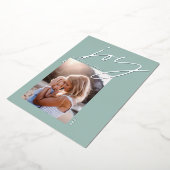 ミニマルモダンスクリプトjoy photo sage green エレガント 箔シーズンカード (回転した状態)