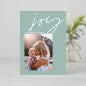 ミニマルモダンスクリプトjoy photo sage green エレガント 箔シーズンカード (立ち正面)