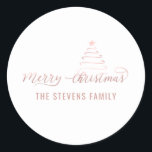 ミニマルモダンスクリプトMerry Christmas ラウンドシール<br><div class="desc">ミニマルモダンリストメリークリスマスクリスマスツリー。魅力的なモダンプロフェッショナルデザインとコンテンポラリーtouch。エレガンスとスタイルのtouch。カスタマイズモノグラムのイニシャル、名前とアドレスの詳細。</div>