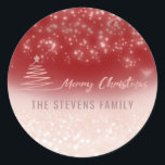 ミニマルモダンスクリプトMerry Christmas ラウンドシール<br><div class="desc">ミニマルモダンリストメリークリスマスクリスマスツリー。魅力的なモダンプロフェッショナルデザインとコンテンポラリーtouch。エレガンスとスタイルのtouch。カスタマイズモノグラムのイニシャル、名前とアドレスの詳細。</div>