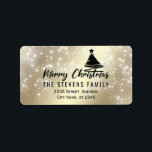 ミニマルモダンスクリプトMerry Christmas sparkle ラベル<br><div class="desc">ミニマルモダンリストメリークリスマスクリスマスツリー。魅力的なモダンプロフェッショナルデザインとコンテンポラリーtouch。エレガンスとスタイルのtouch。カスタマイズモノグラムのイニシャル、名前とアドレスの詳細。</div>