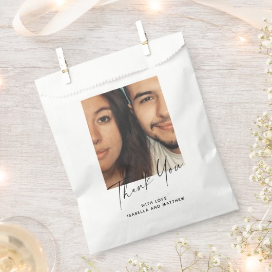 ミニマルモダンスクリプパーソナライズされたトカスタム写真 フェイバーバッグ (クリップ留めされた状態)