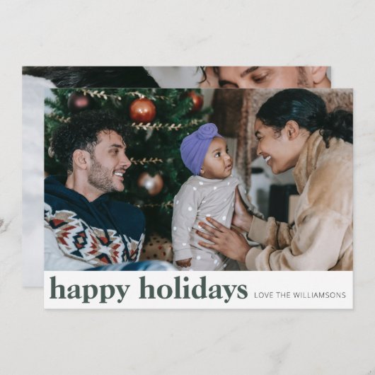 ミニマルモダンスグリーンタイポグラフィワイド写真 シーズンカード (正面/裏面)