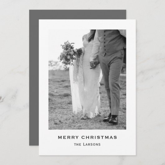 ミニマルモダンスグレークリスマスカード シーズンカード (正面/裏面)