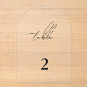 ミニマルモダンスシンプルのアーチ表番号 アクリル招待状 (正面)