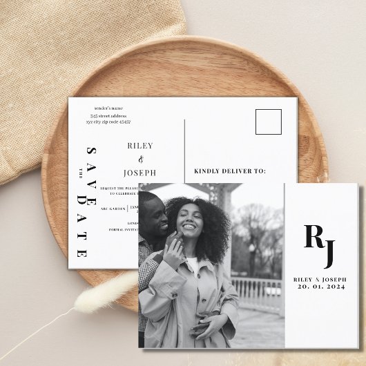 ミニマルモダンスシンプルの写真が日付を保存 ポストカード