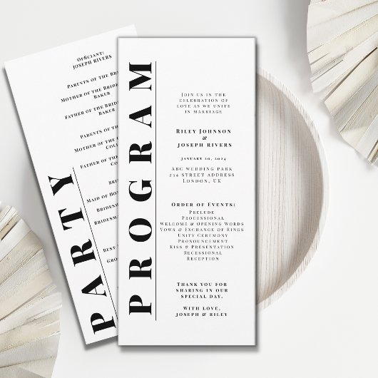 ミニマルモダンスシンプルの結婚式プログラム プログラム