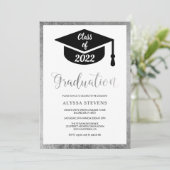 ミニマルモダンスシンプルの銀卒業写真 招待状 (スタンド正面)