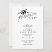 ミニマルモダンスシンプルキャップ卒業パーティー 招待状 (正面)