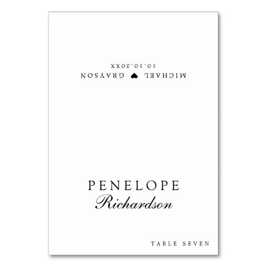 ミニマルモダンスシンプルゲスト名座席表 テーブルナンバー (正面)